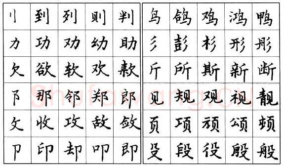 书法知识,钢笔楷书偏旁部首的写法