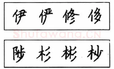 书法知识,钢笔楷书结体六十五法(三)