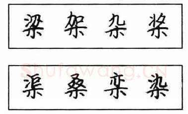 书法知识,钢笔楷书结体六十五法(二)