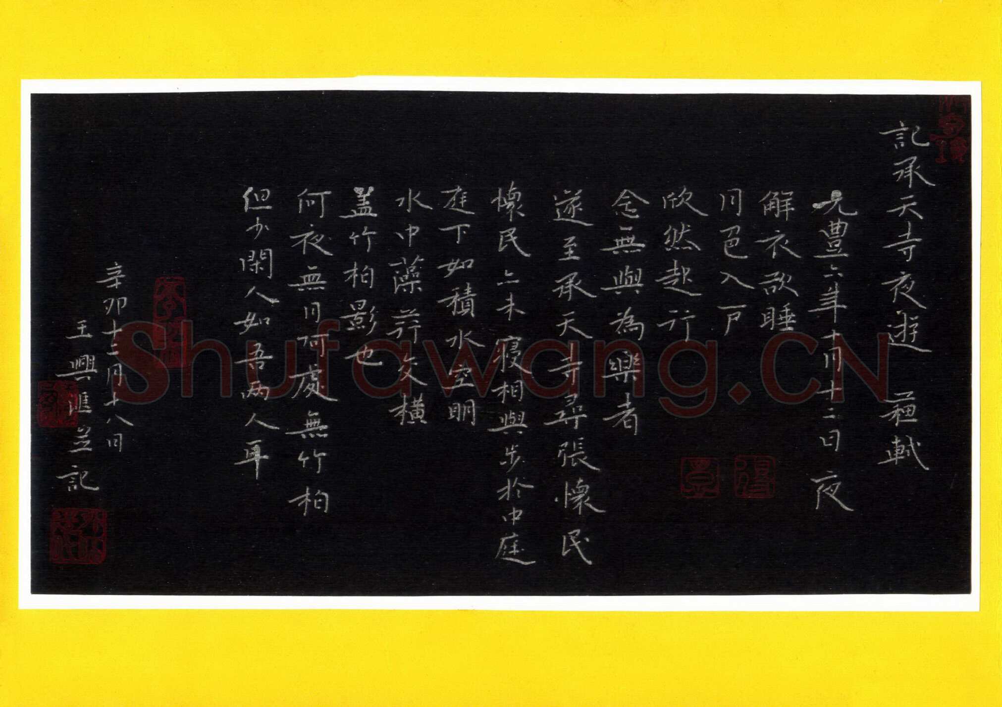 王兴汇硬笔楷书苏轼记承天寺夜游,王兴汇硬笔书法作品