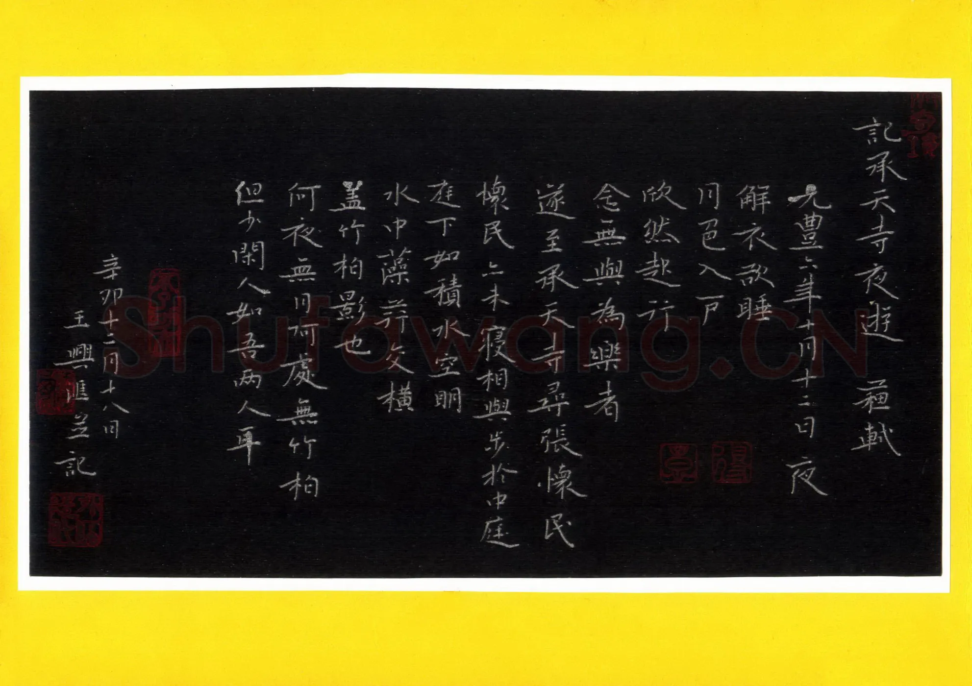 王兴汇硬笔楷书苏轼记承天寺夜游,王兴汇硬笔书法作品
