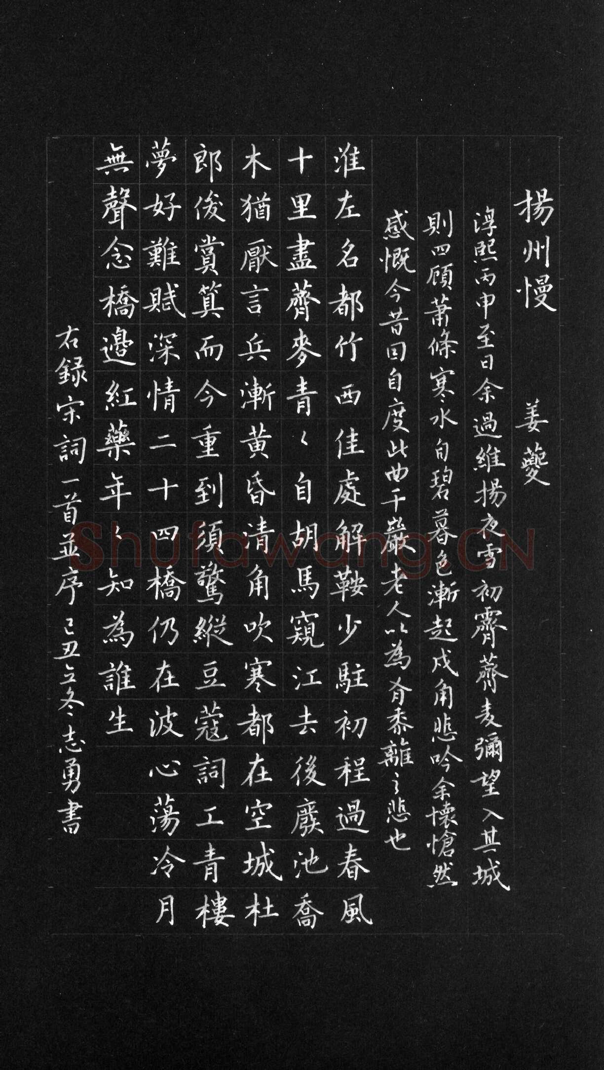 吴志勇硬笔楷书宋词一首,吴志勇硬笔书法作品