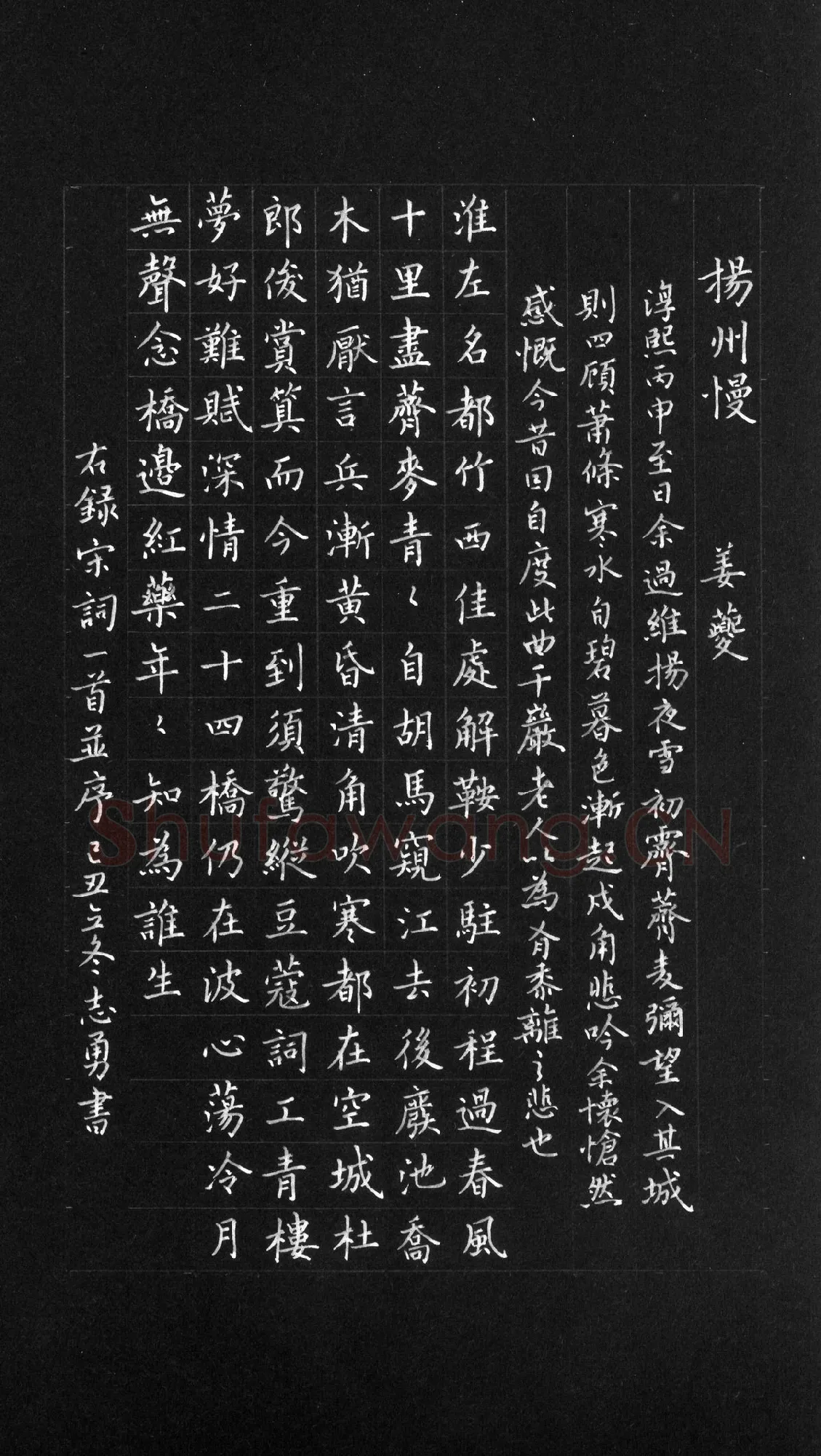 吴志勇硬笔楷书宋词一首,吴志勇硬笔书法作品