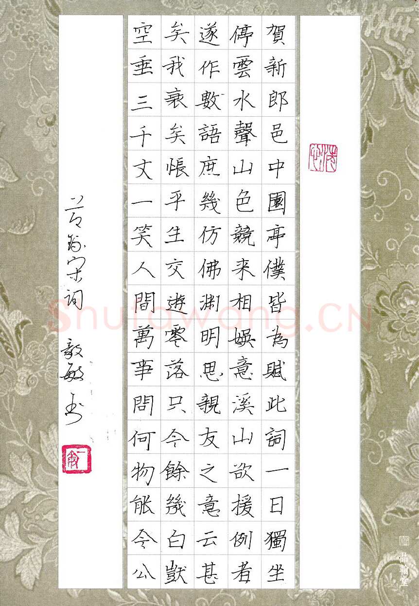 闻毅敏硬笔楷书节录宋词,闻毅敏硬笔书法作品