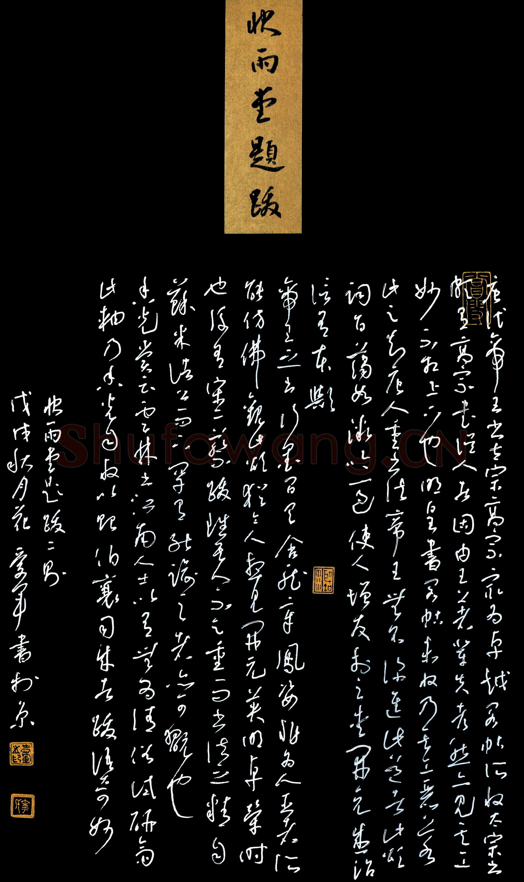 花爱军硬笔草书快雪堂题跋,花爱军硬笔书法作品