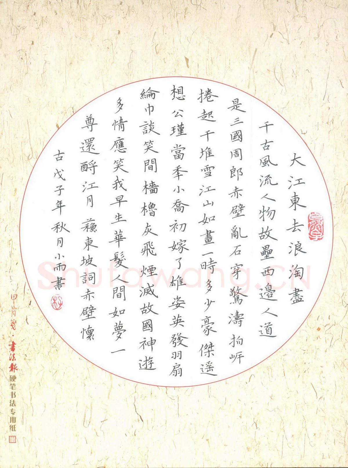 李小雨硬笔楷书苏东坡赤壁怀古,李小雨硬笔书法作品