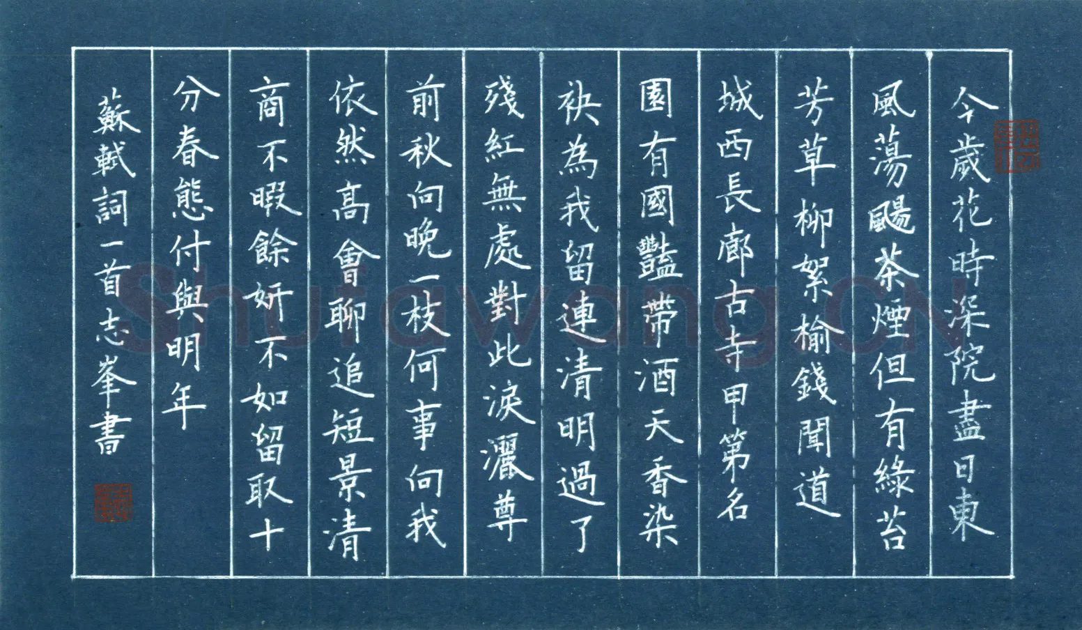 宋志峰硬笔楷书苏轼词一首,宋志峰硬笔书法作品