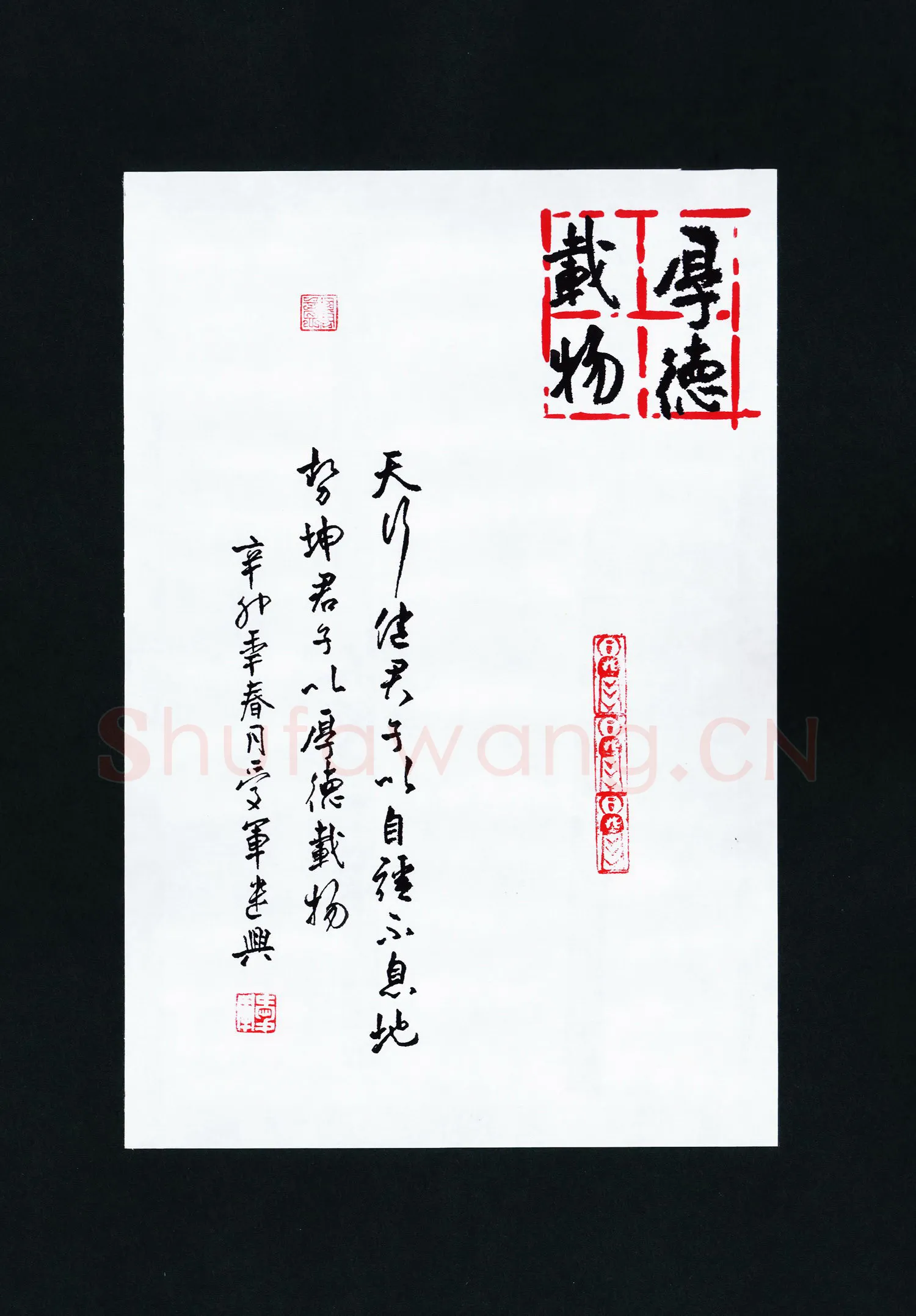 花爱军硬笔行书厚德载物,花爱军硬笔书法作品