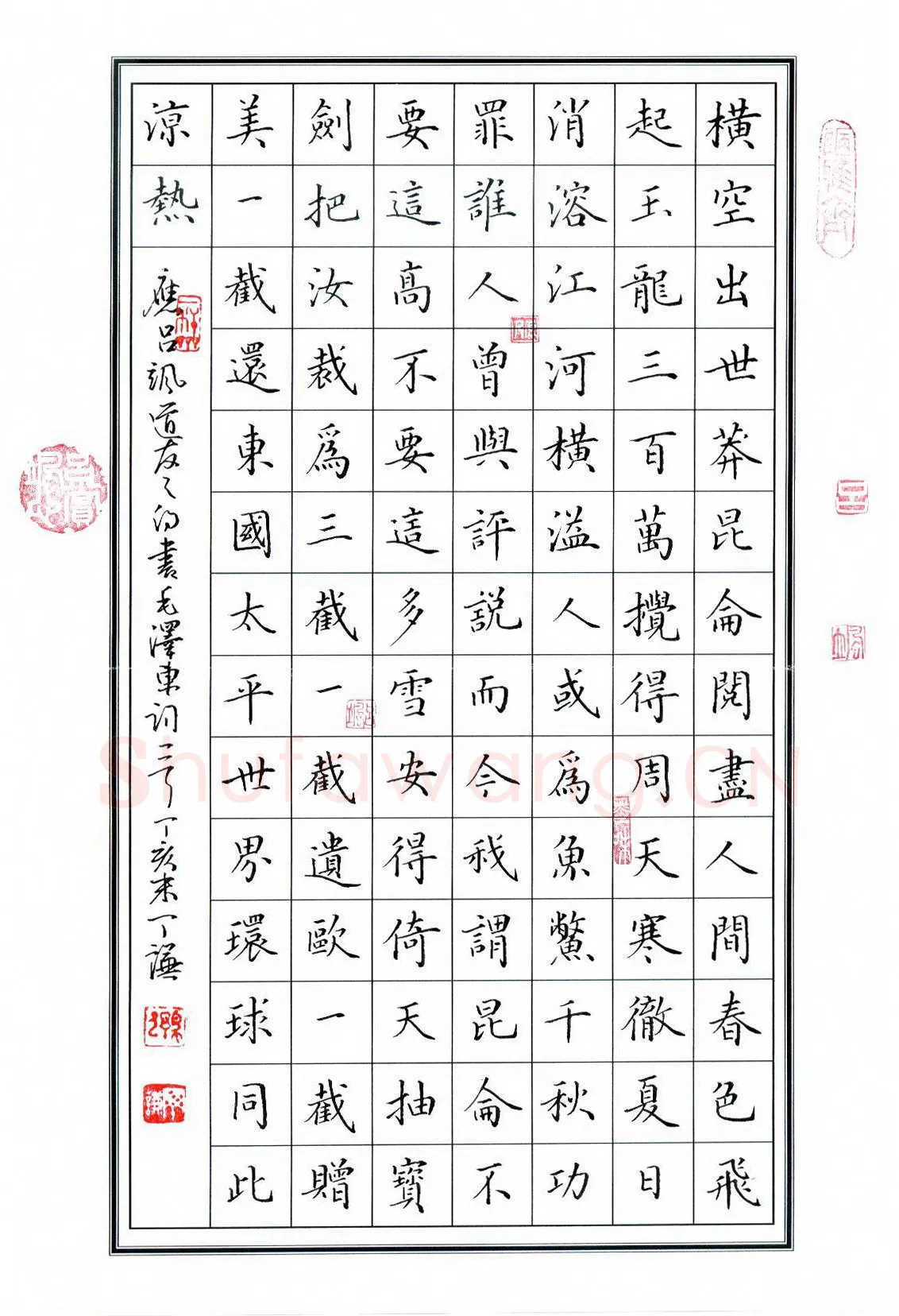 丁谦硬笔楷书毛泽东词,丁谦硬笔书法作品