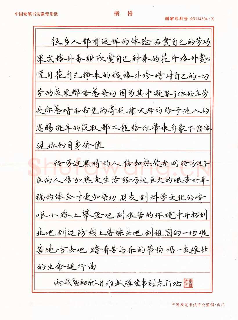宋维武硬笔楷书现代文抄,宋维武硬笔书法作品
