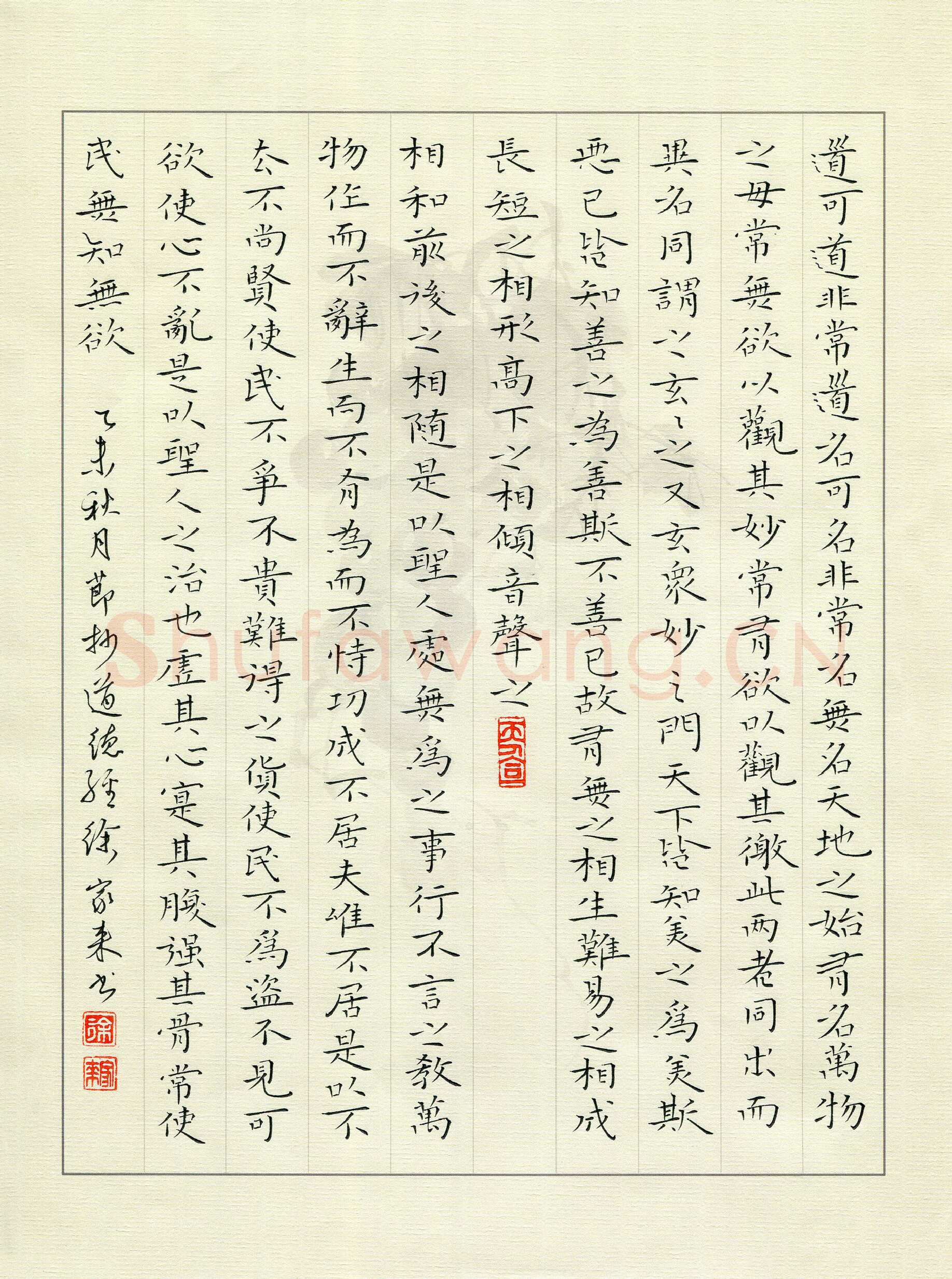 徐家来硬笔楷书节抄道德经,徐家来硬笔书法作品