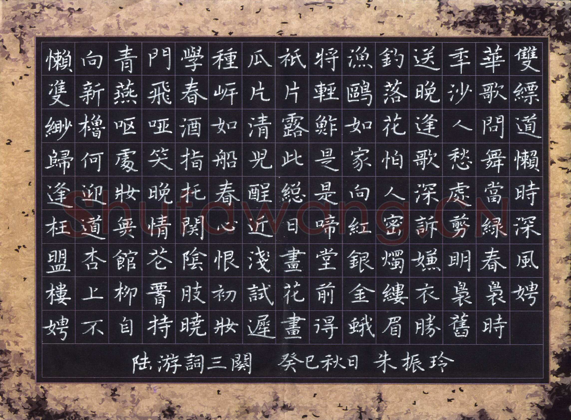 朱振玲硬笔楷书陆游词,朱振玲硬笔书法作品
