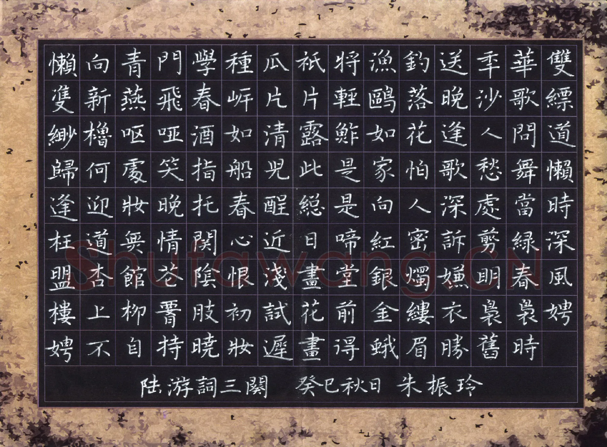 朱振玲硬笔楷书陆游词,朱振玲硬笔书法作品
