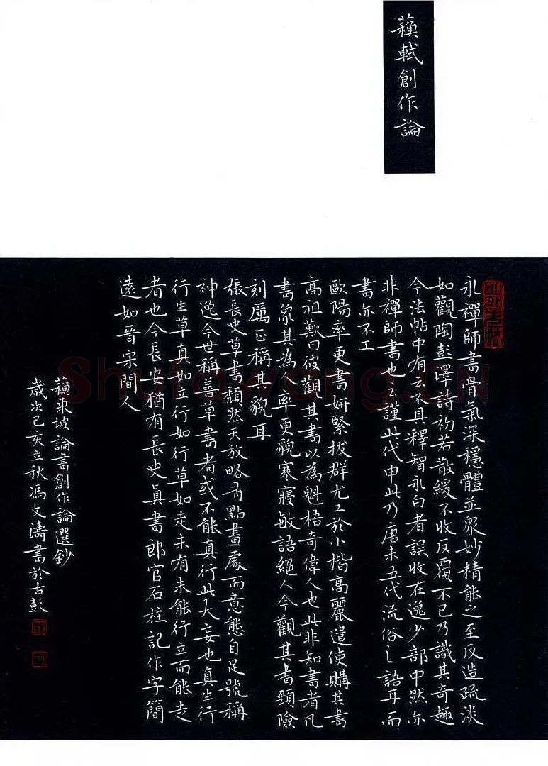 冯文涛硬笔楷书苏轼创作论,冯文涛硬笔书法作品