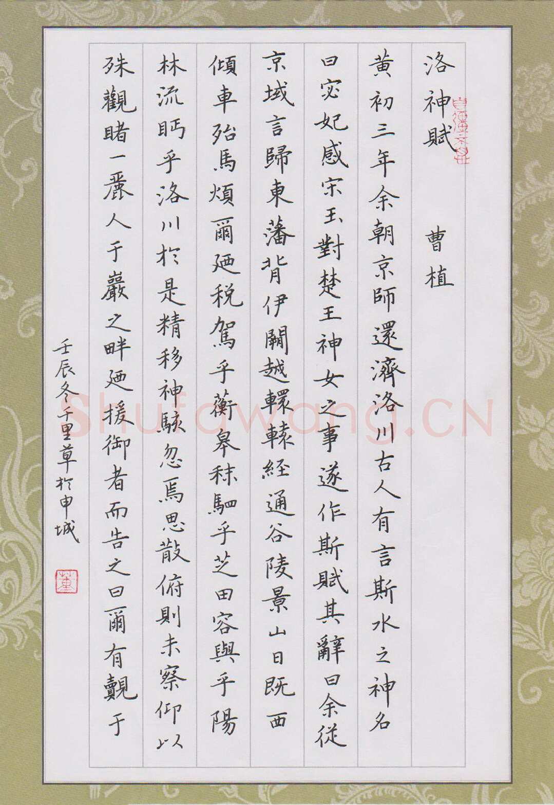 董川硬笔楷书洛神赋节选,董川硬笔书法作品
