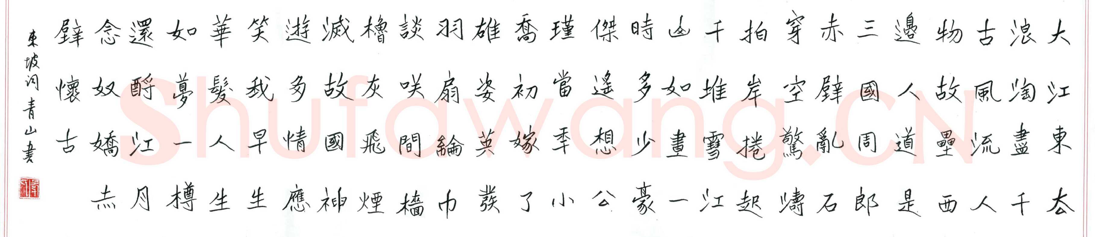 张青山硬笔魏碑苏轼词一首,张青山硬笔书法作品
