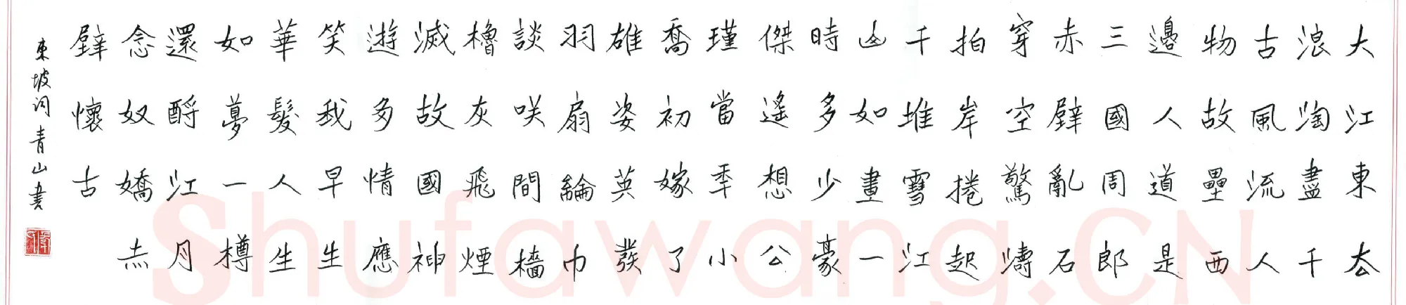 张青山硬笔魏碑苏轼词一首,张青山硬笔书法作品