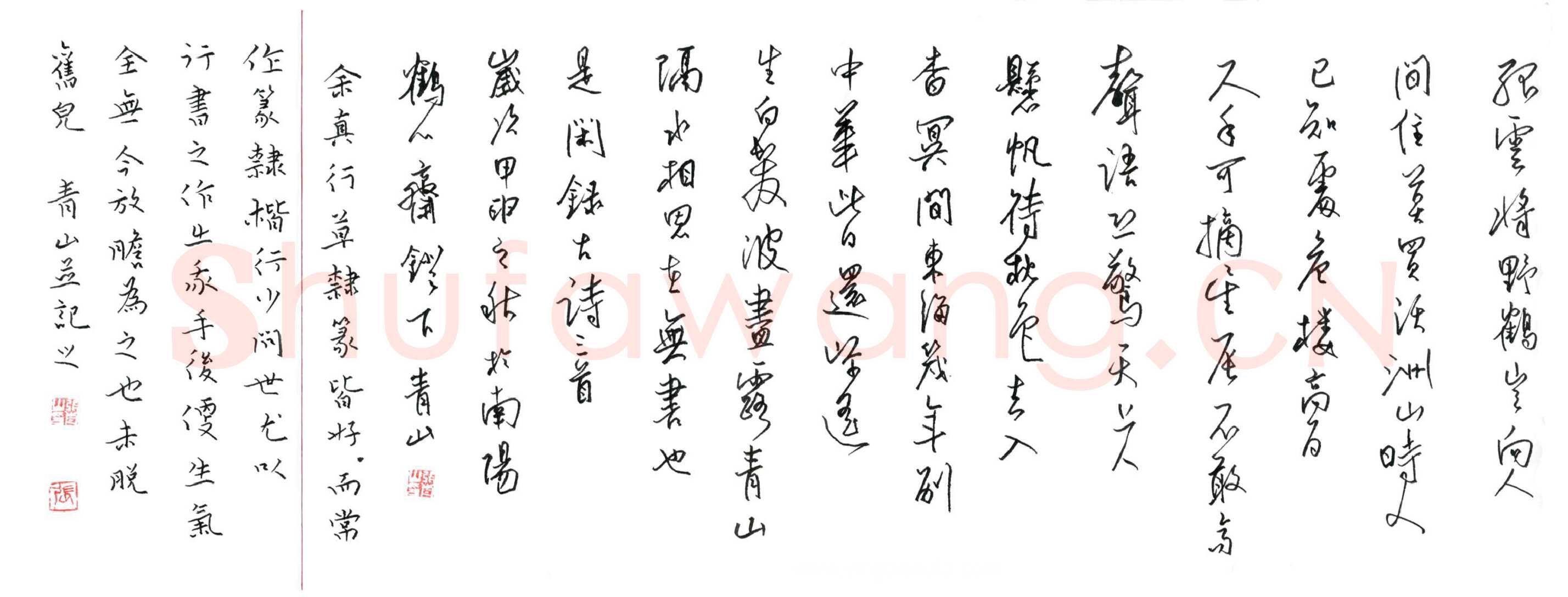 张青山硬笔行书录古诗三首,张青山硬笔书法作品