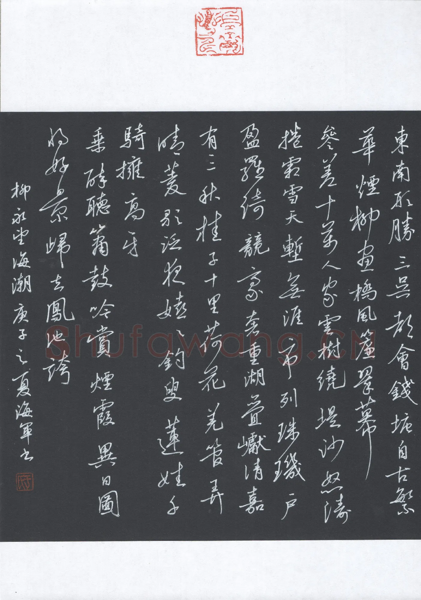 于海军硬笔行书柳永词望海潮,于海军硬笔书法作品