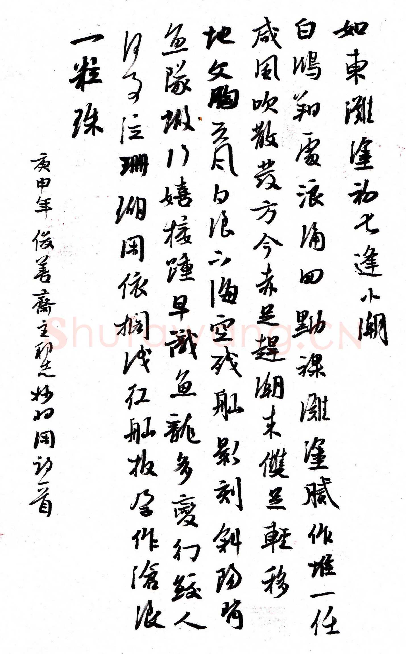 许邦志硬笔行书羽闲诗如东滩涂初七小潮,许邦志硬笔书法作品