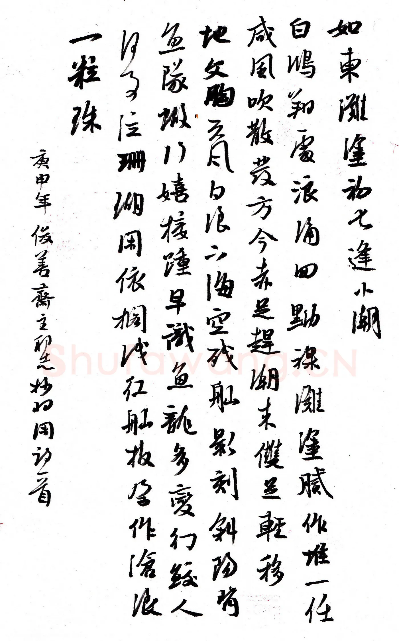 许邦志硬笔行书羽闲诗如东滩涂初七小潮,许邦志硬笔书法作品