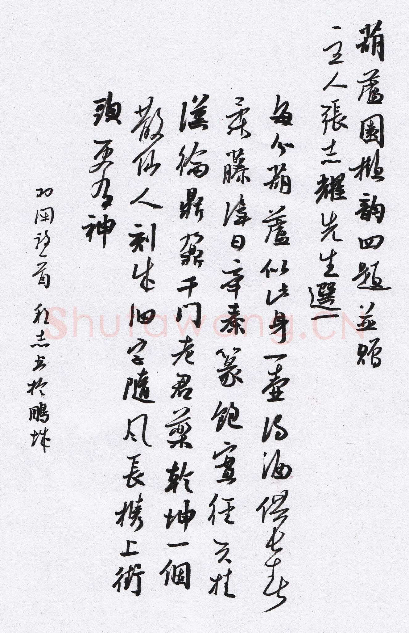 许邦志硬笔行书羽闲诗一首,许邦志硬笔书法作品