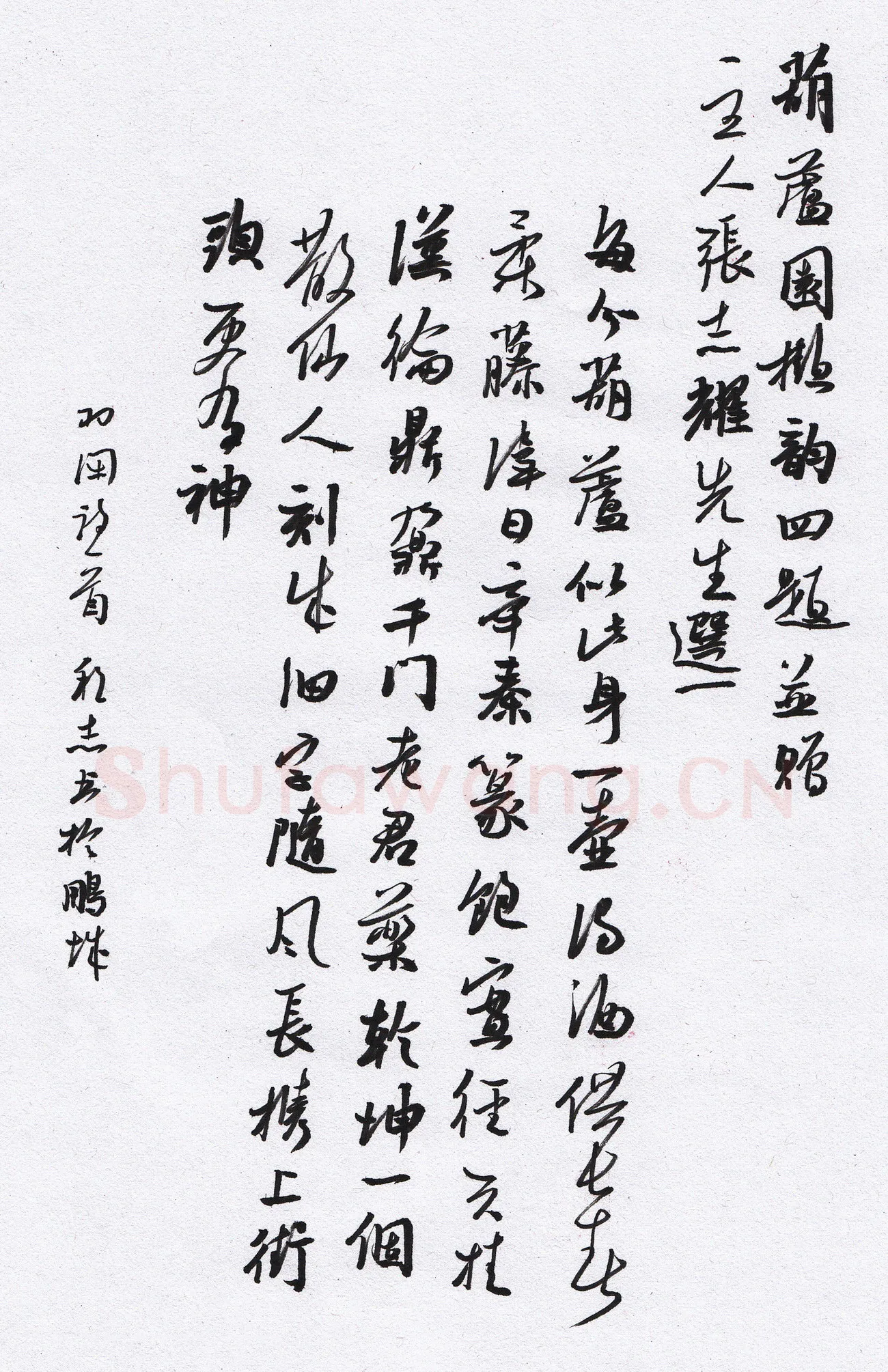 许邦志硬笔行书羽闲诗一首,许邦志硬笔书法作品