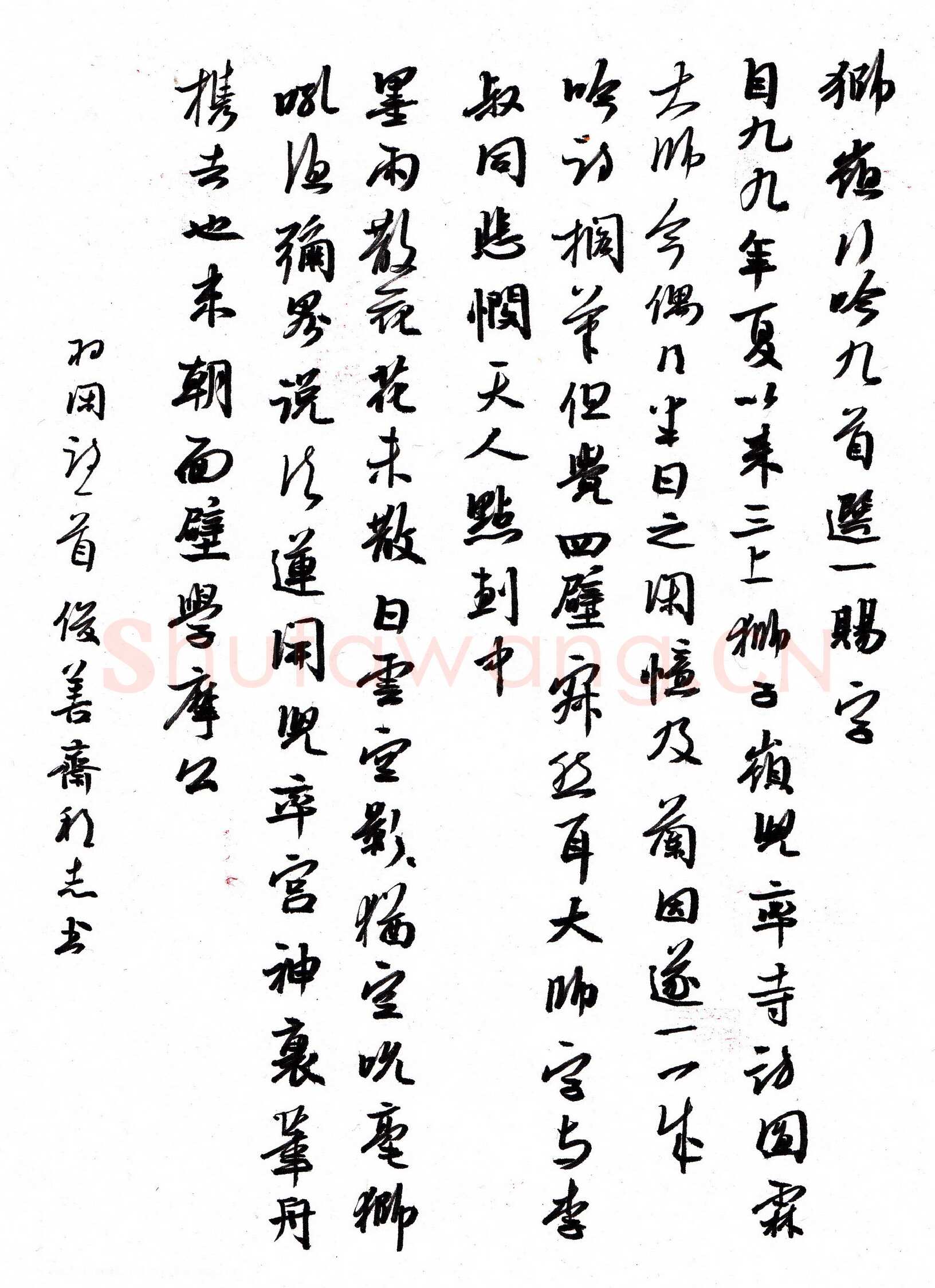 许邦志硬笔行书羽闲诗一首,许邦志硬笔书法作品