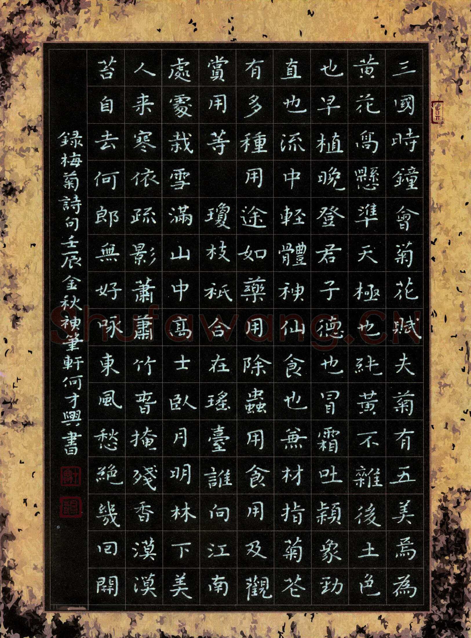 何才兴硬笔楷书楷书录梅菊诗句,何才兴硬笔书法作品