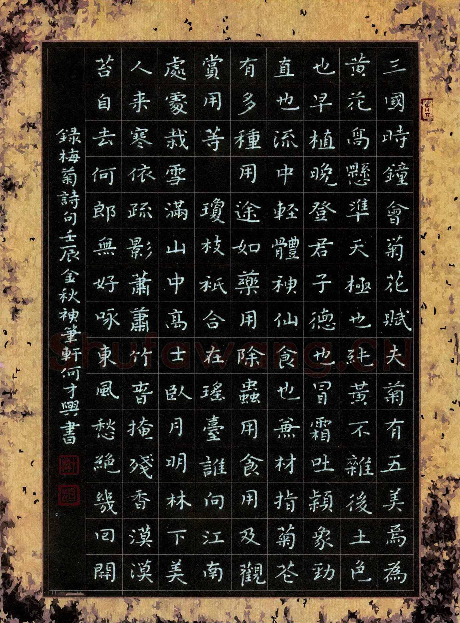 何才兴硬笔楷书楷书录梅菊诗句,何才兴硬笔书法作品