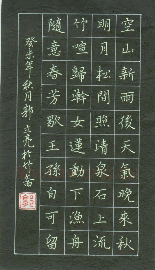 郭立亮硬笔楷书王维诗一首,硬笔书法作品