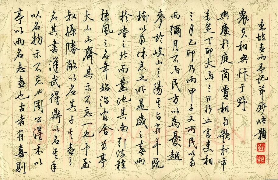张颢硬笔行书东坡喜雨亭记节抄,张颢硬笔书法作品