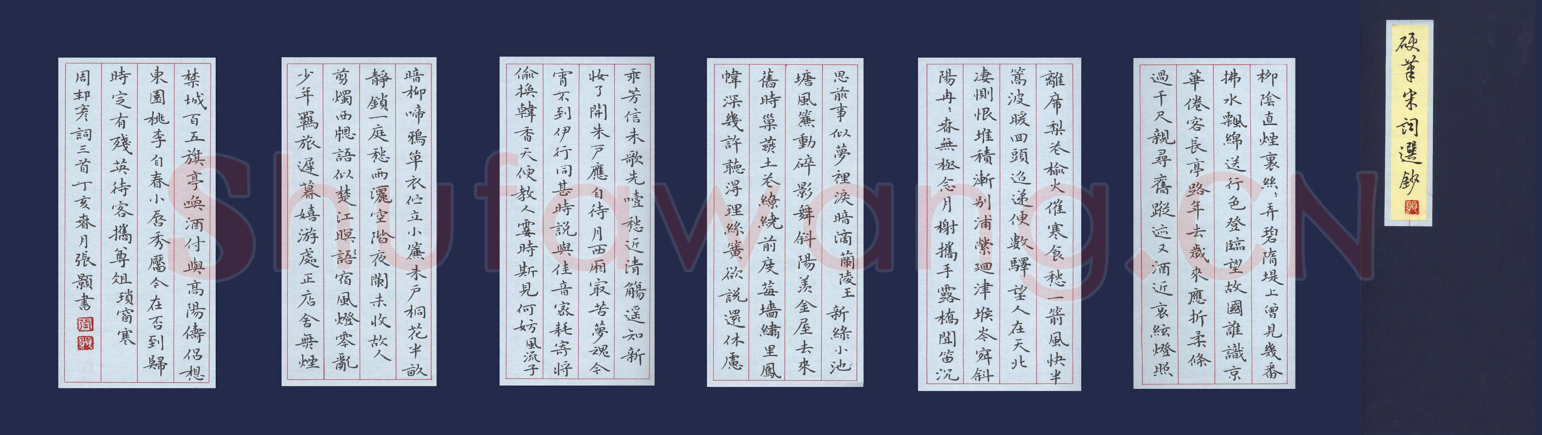 张颢硬笔楷书宋词选抄册页,张颢硬笔书法作品
