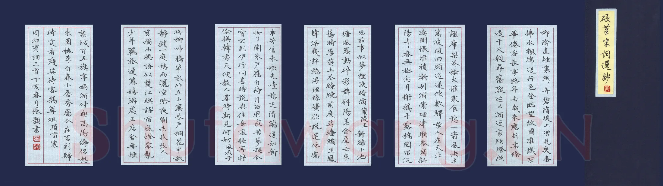 张颢硬笔楷书宋词选抄册页,张颢硬笔书法作品