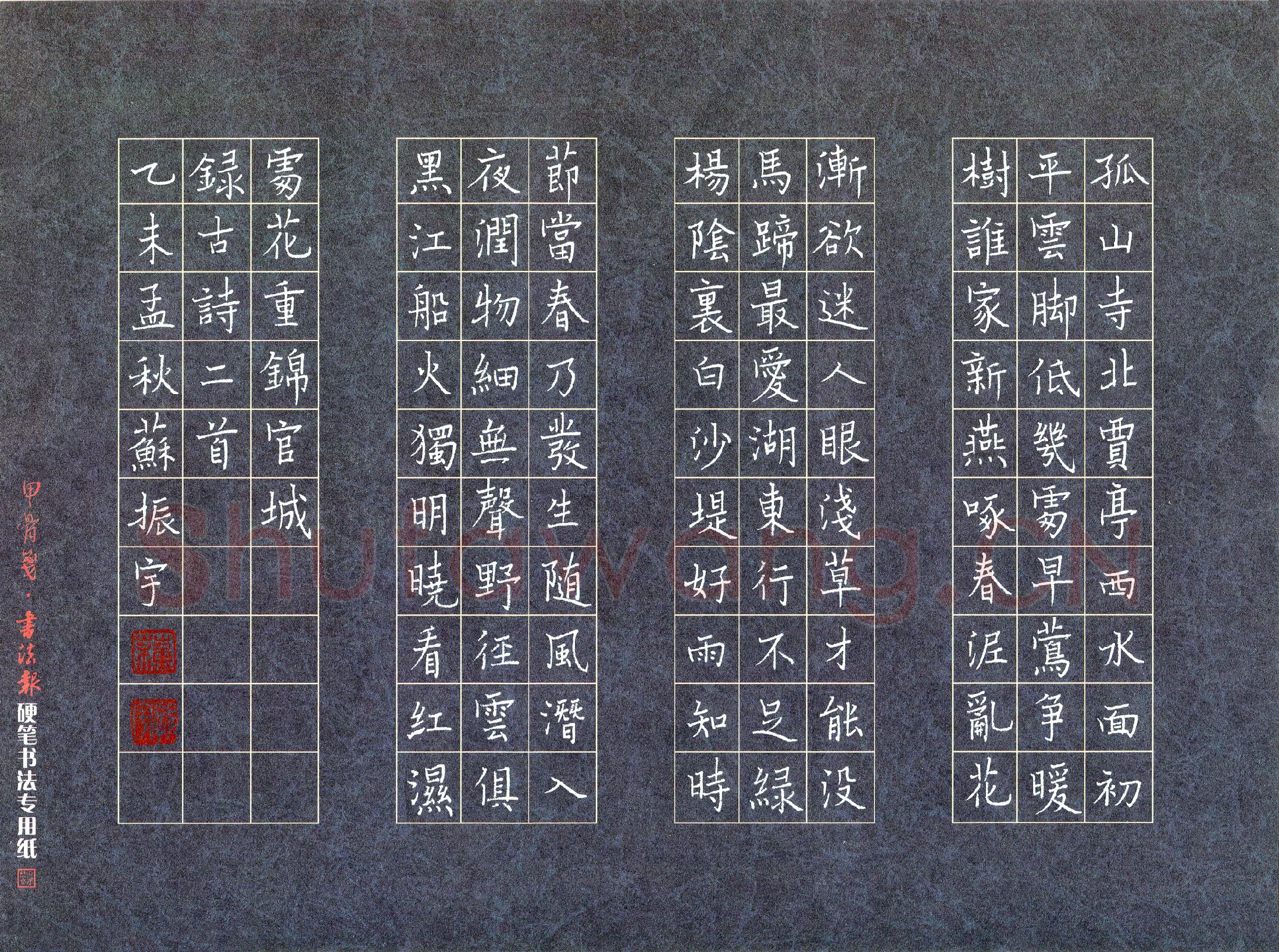 苏振宇硬笔楷书古诗二首,苏振宇硬笔书法作品