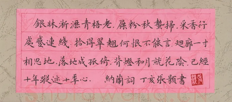 张颢硬笔楷书纳兰词,张颢硬笔书法作品