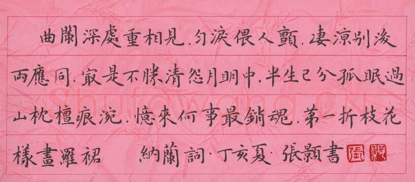 张颢硬笔楷书纳兰词,张颢硬笔书法作品