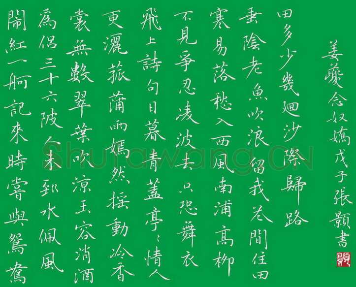 张颢硬笔楷书姜夔念奴娇,张颢硬笔书法作品