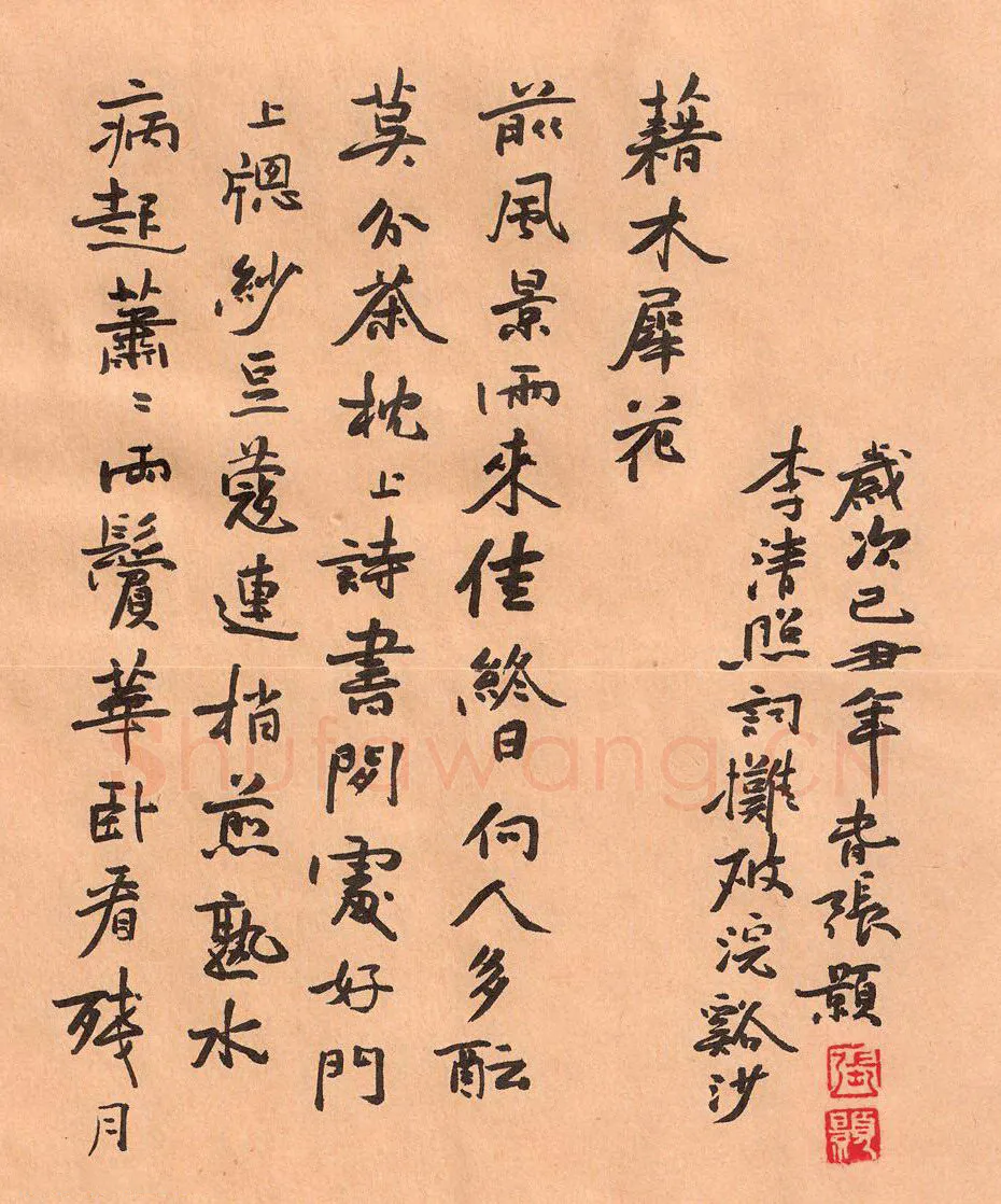 张颢硬笔楷书李清照词,张颢硬笔书法作品
