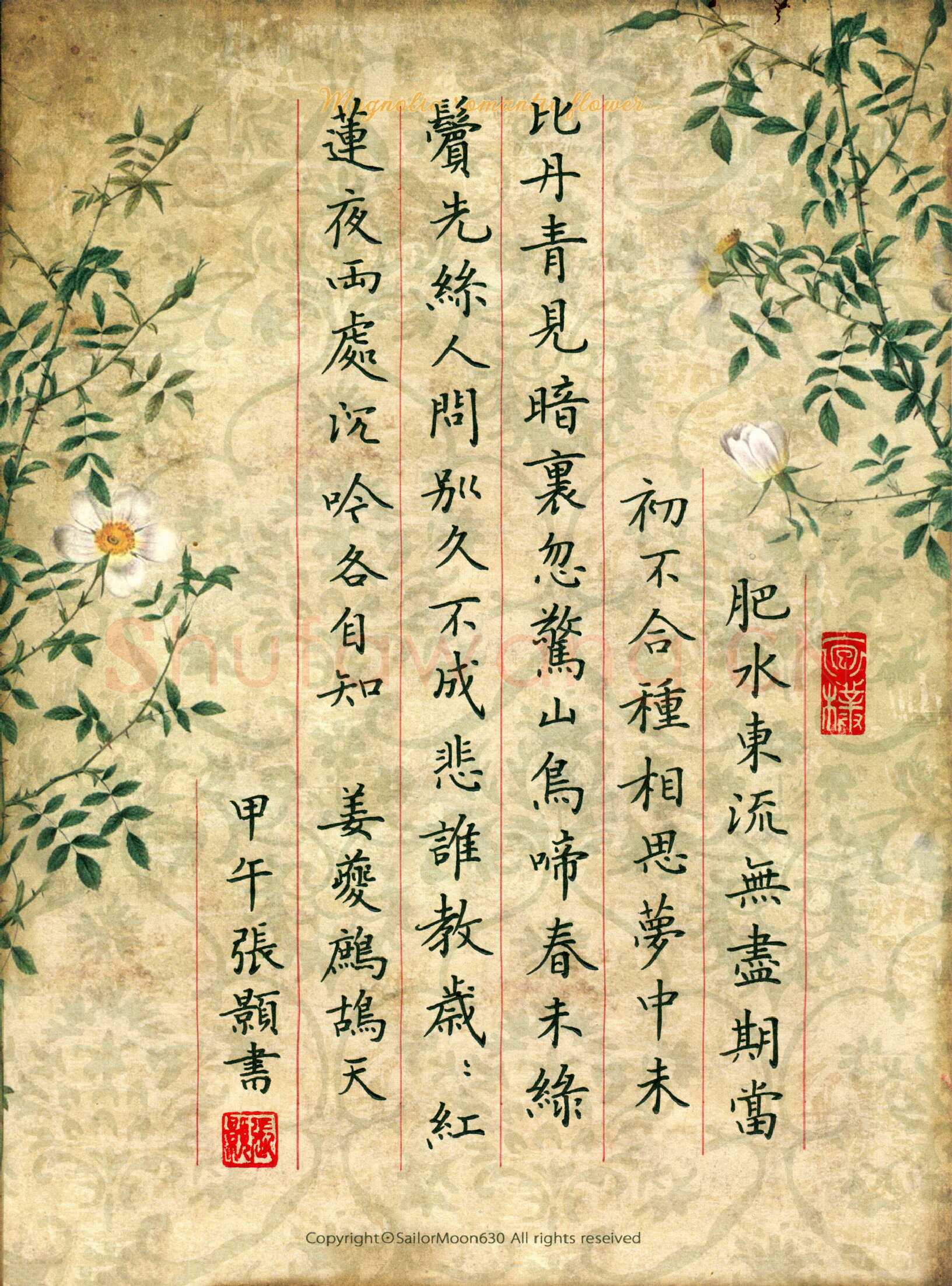 张颢硬笔楷书姜夔词鹧鸪天,张颢硬笔书法作品