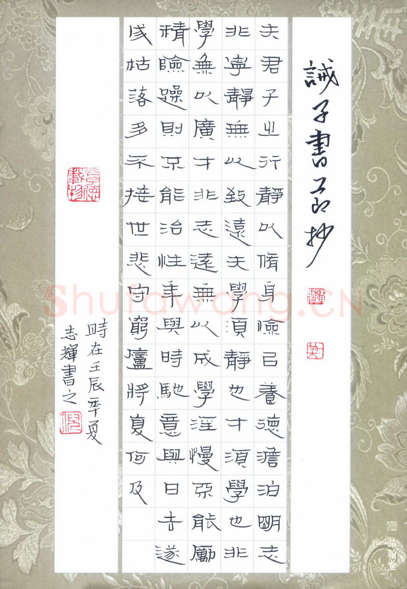 倪志辉硬笔隶书诫子书节抄,倪志辉硬笔书法作品