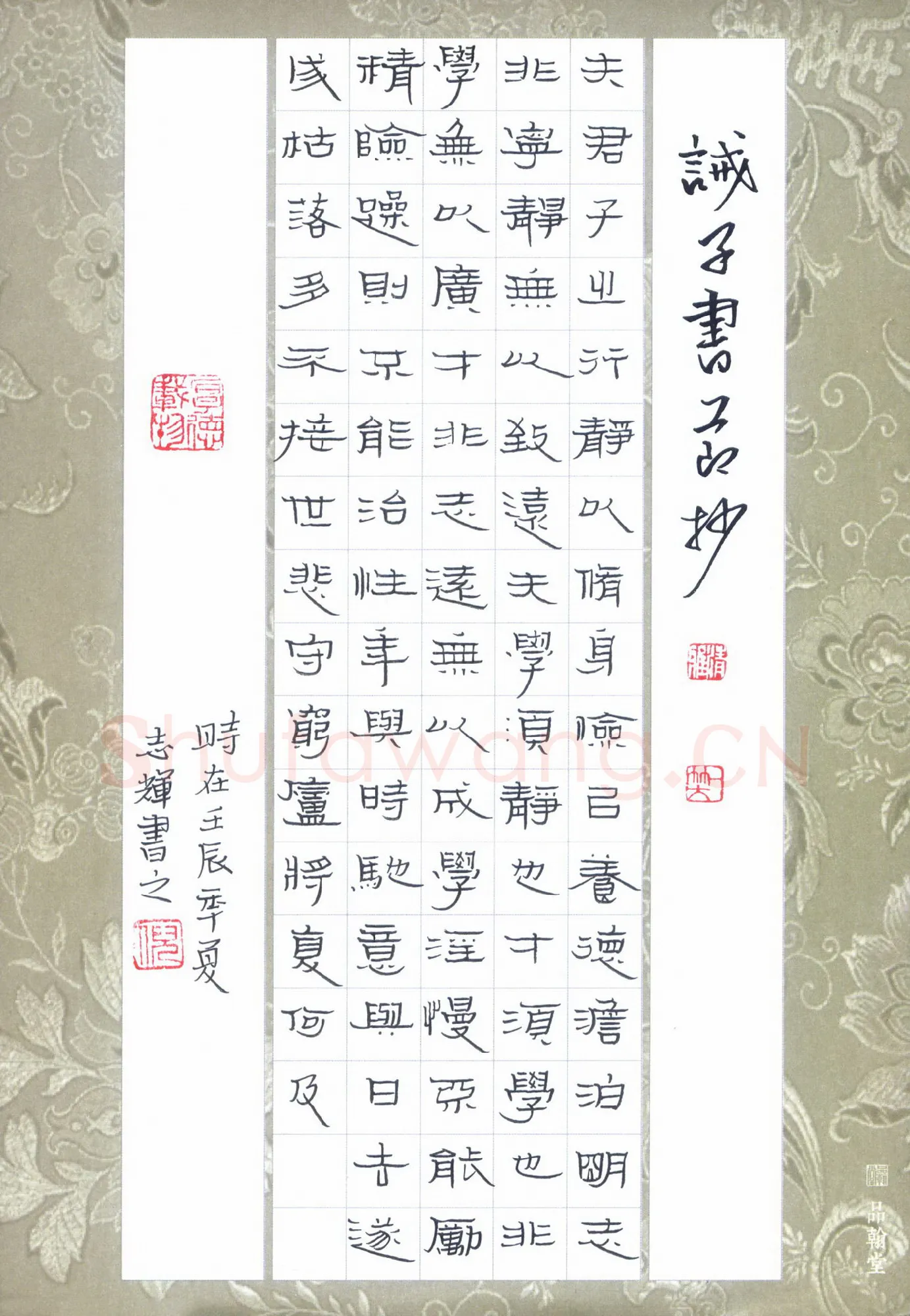 倪志辉硬笔隶书诫子书节抄,倪志辉硬笔书法作品