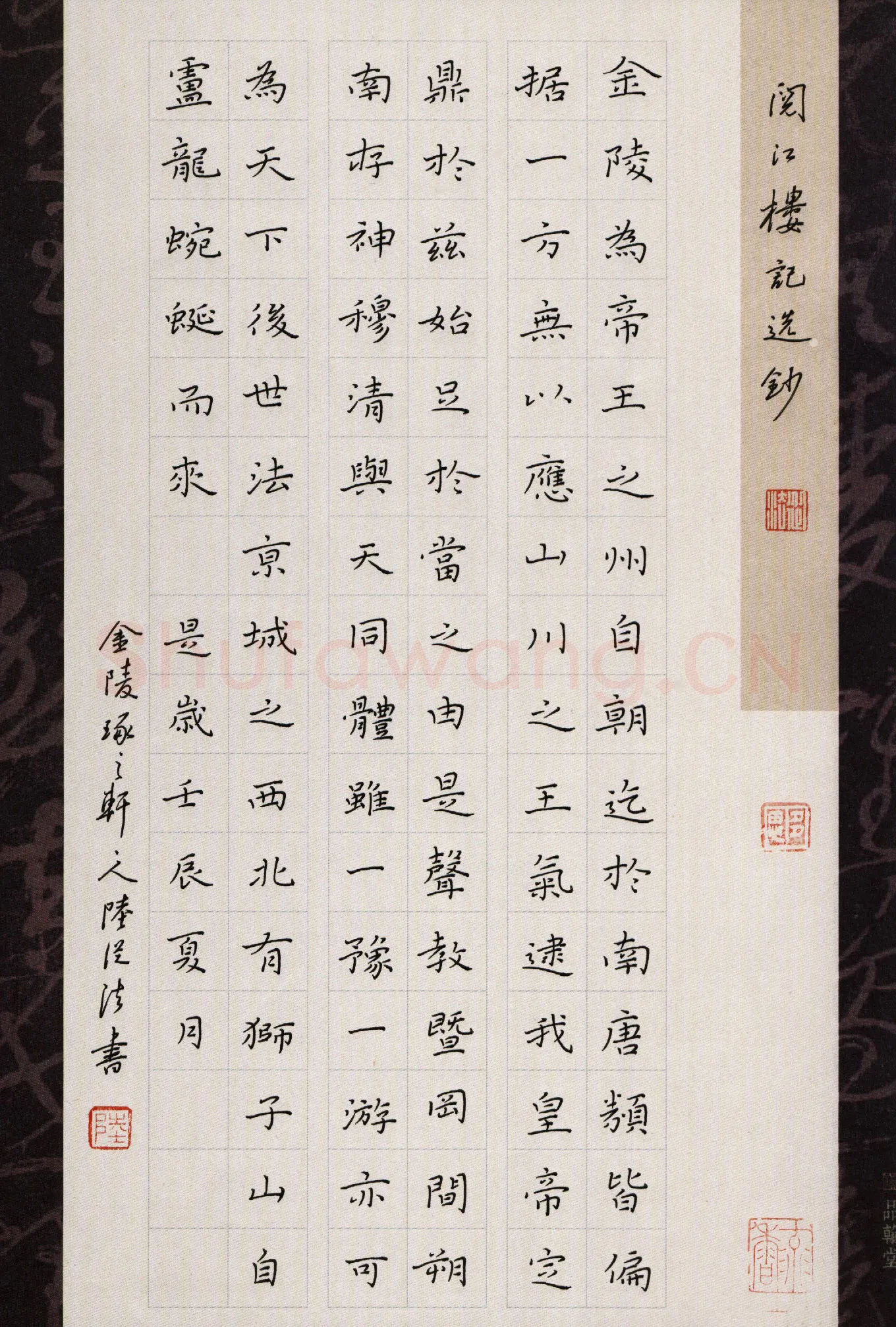 陆从法硬笔楷书阅江楼记选抄,陆从法硬笔书法作品