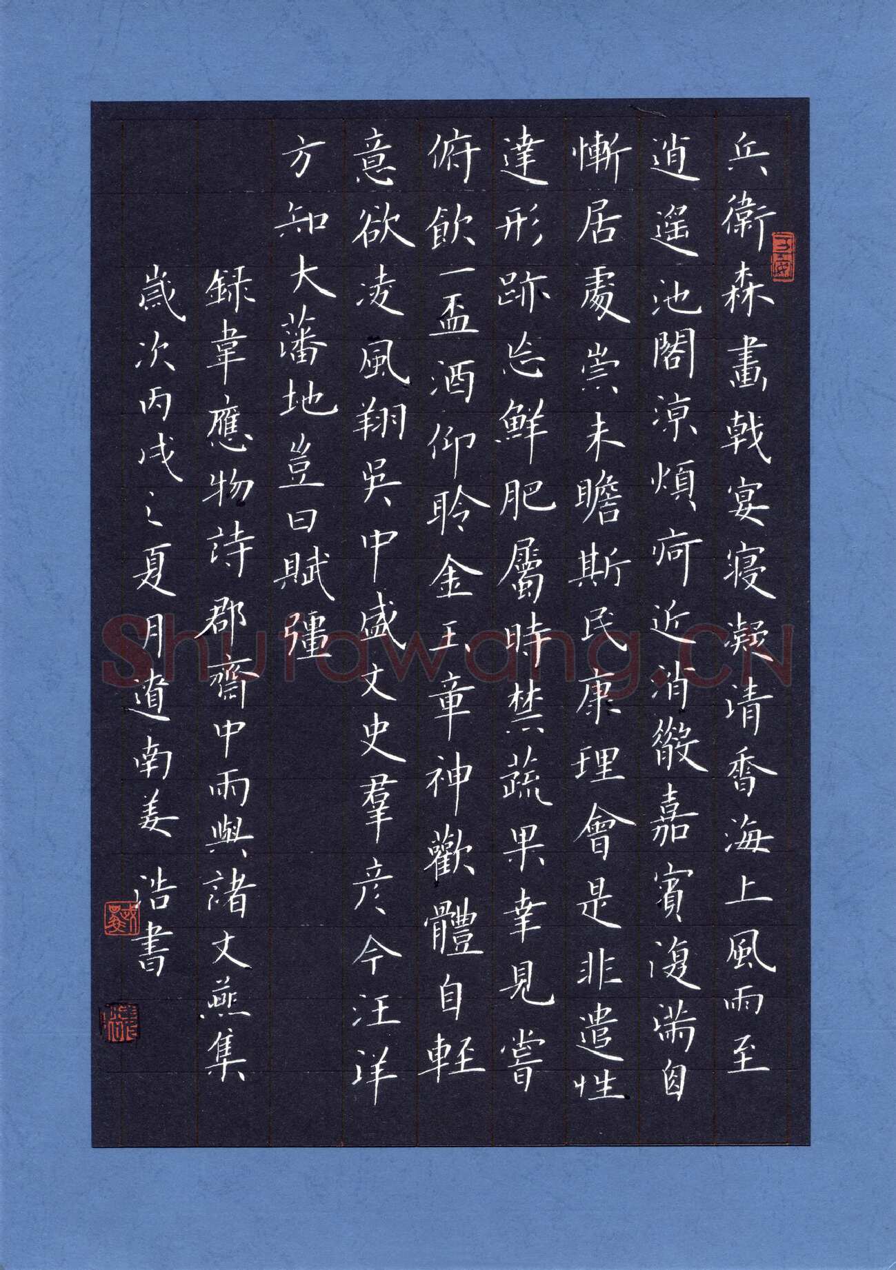 姜浩硬笔楷书韦应物诗,姜浩硬笔书法作品
