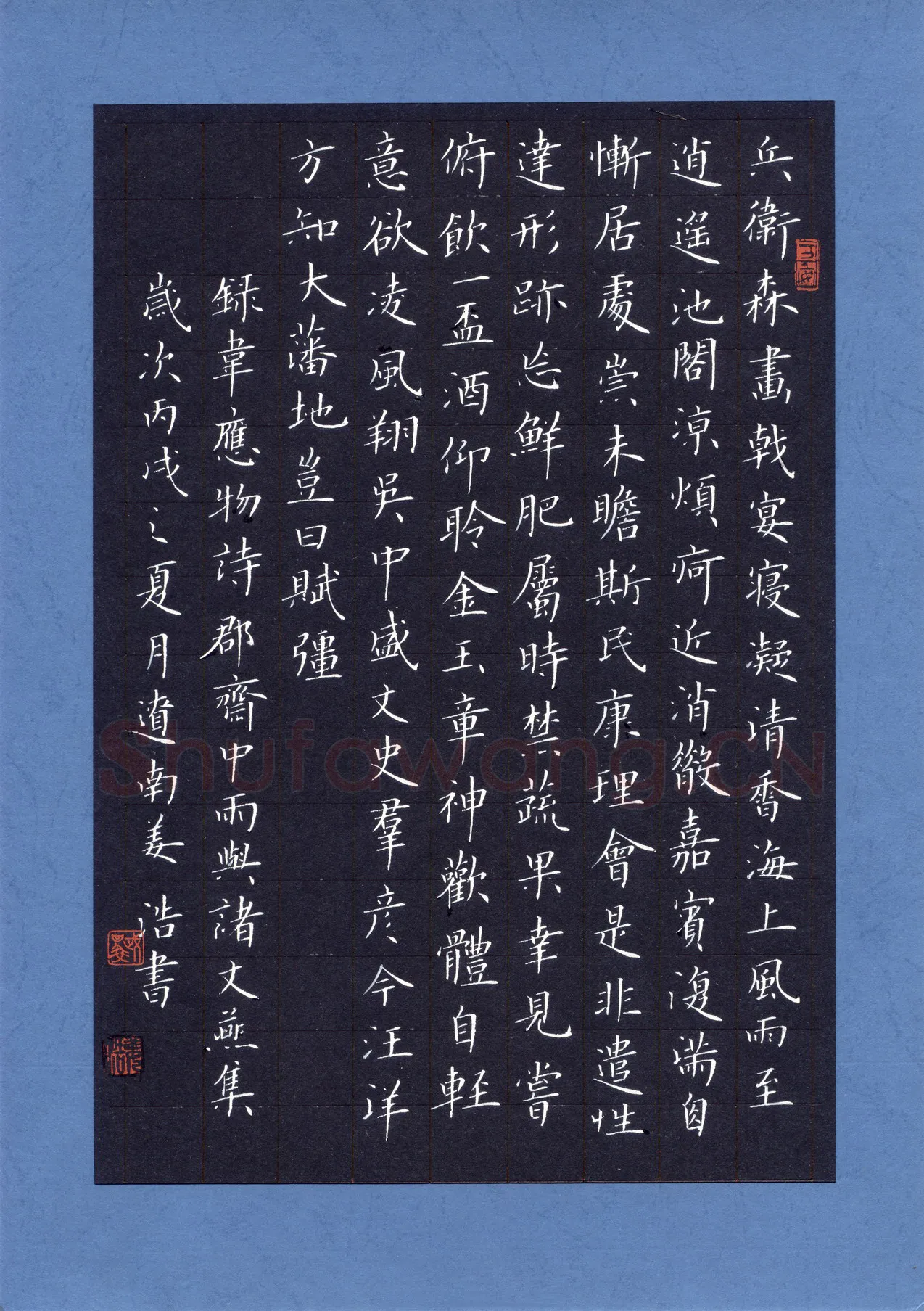 姜浩硬笔楷书韦应物诗,姜浩硬笔书法作品