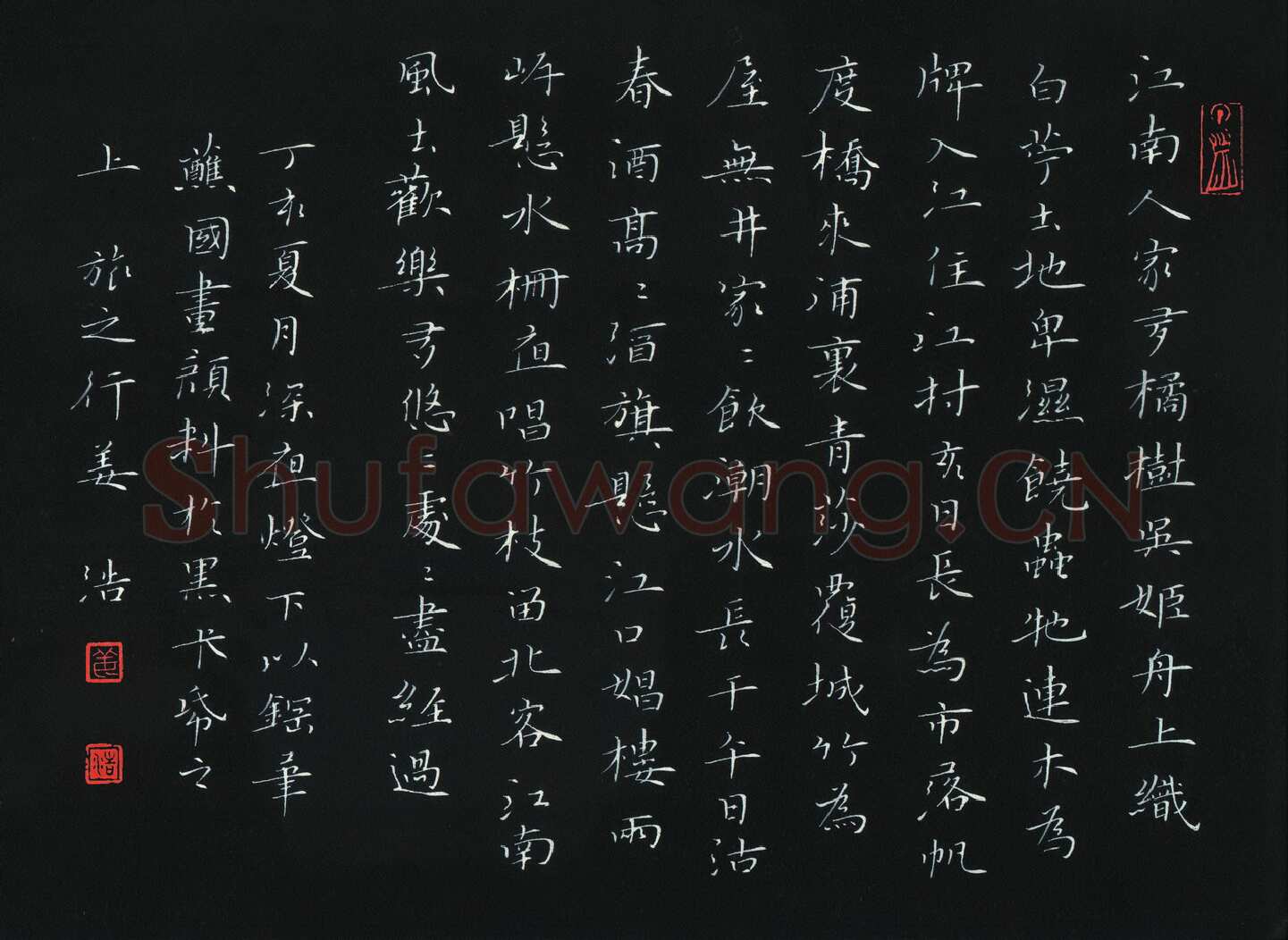 姜浩硬笔楷书江南人家有橘树,姜浩硬笔书法作品