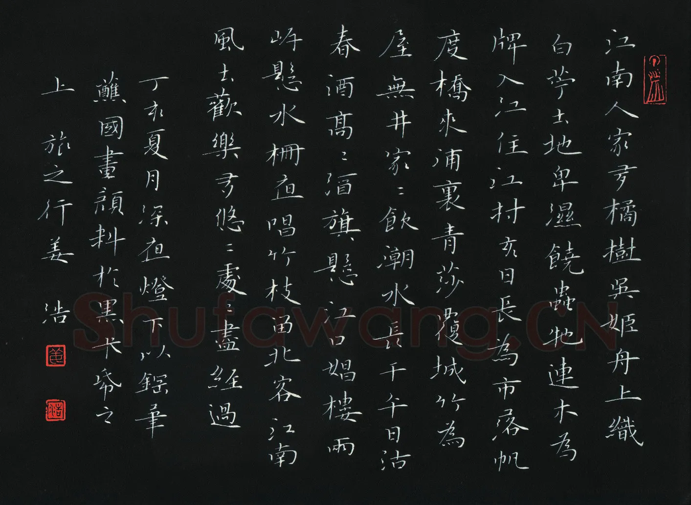 姜浩硬笔楷书江南人家有橘树,姜浩硬笔书法作品