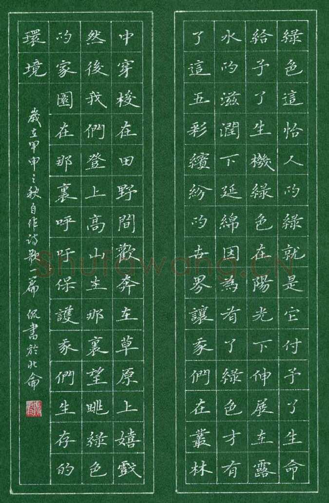 陈侃硬笔楷书自作诗一篇,陈侃硬笔书法作品