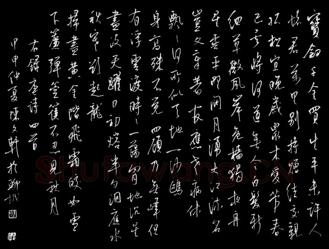 陈文轩硬笔行书唐诗四首 硬笔书法作品欣赏