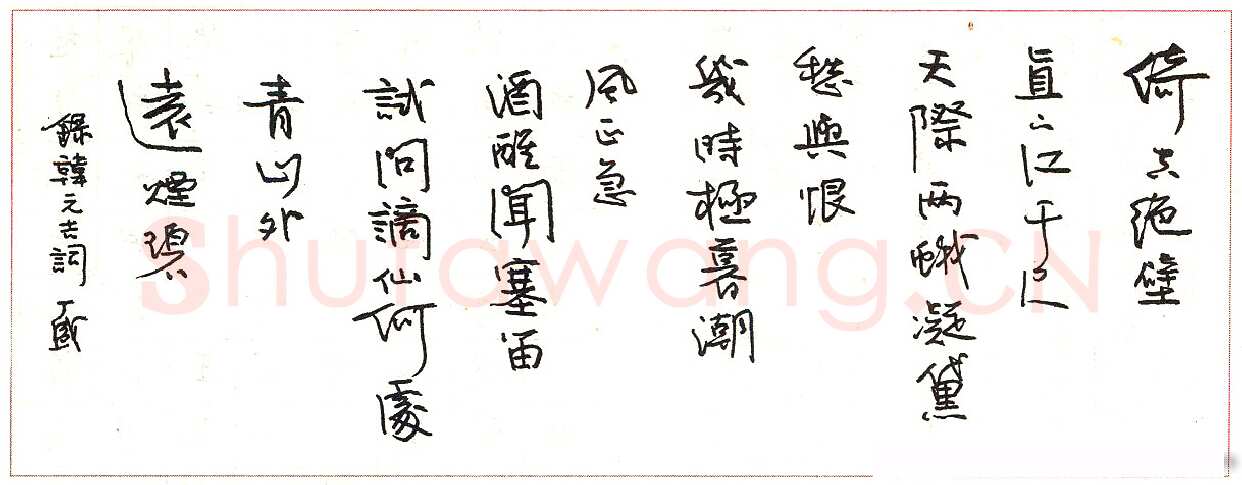 丁盛硬笔录韩元吉词 硬笔书法作品欣赏